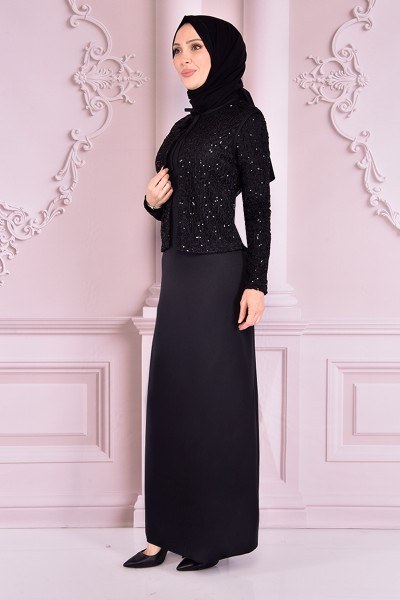 ASM - Bolerolu Elbise Siyah ASM2224 (1)