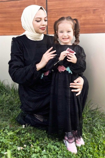 Modamihram - Dantelli Çocuk Elbise Siyah MİH16900 (1)