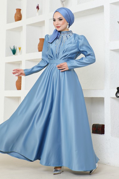 Drapeli Satine Robe de soiree Bleu