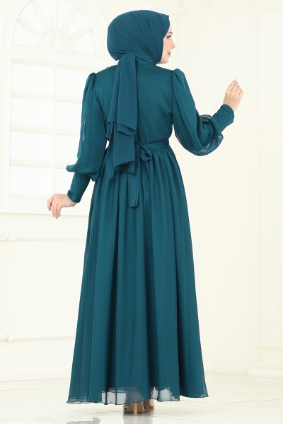 Evening Dress 8000AB368-MS Petroleum - Modamerve