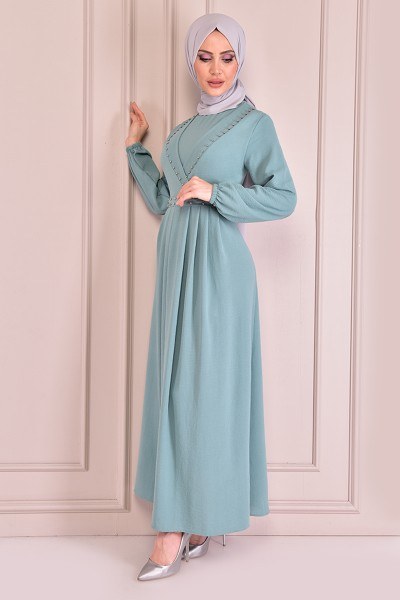 ASN - İnci Detay Elbise Mint ASN2141 (1)