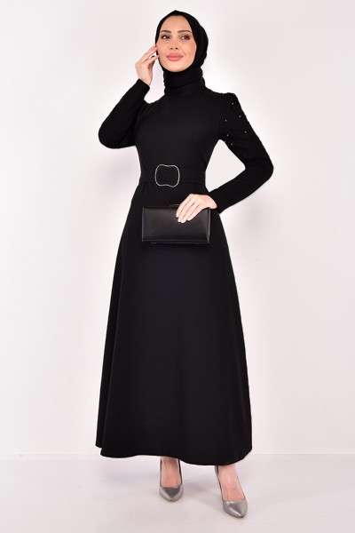 ASM - İnci Detay Elbise Siyah ASM2614 (1)