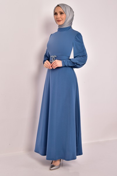 ASM - Kuşaklı Elbise Mavi ASM2575 (1)