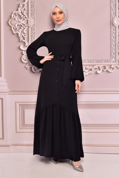 ASM - Kuşaklı Elbise Siyah ASM2560 (1)