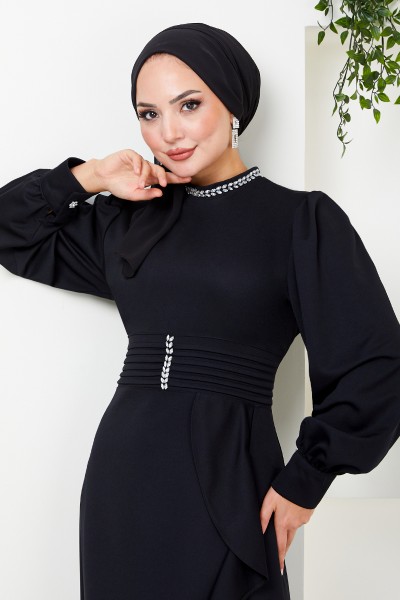 La Jupe Volant Moteur Hijab Robe 1225PL940 L Noir