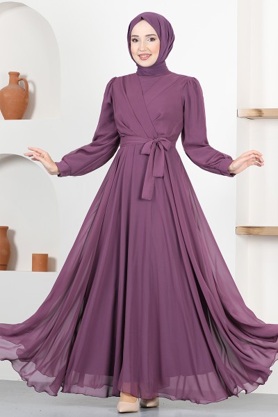 Mousseline Robe de soiree FIN5525 Sombre Rosier Kourous