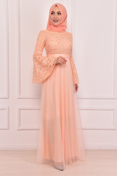 Robe saumon dentelle hotsell