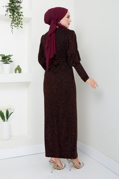 Sa Poitrine Drapeli Hijab Robe de soiree 5469END900 L Bourgogne