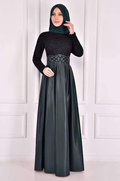 ASM - Spitze Detail Abendkleider Kleid Smaragd ASM2133 (1)