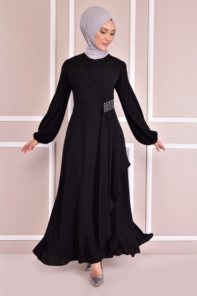ASM - Taş Detay Elbise Siyah ASM2507 (1)