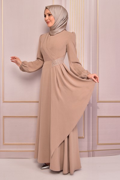 ASM - Taş Detay Elbise Vizon ASM2507 (1)