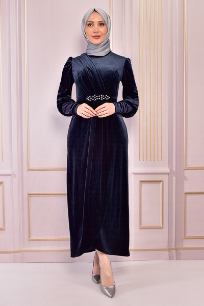 Robe velours bleu marine hotsell